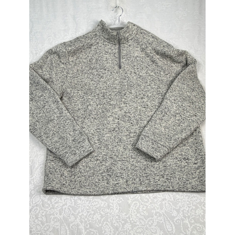 Lucky Brand Men's XXL Gray Marled 1/4 Zip Pullover Sweater Mock Neck Long Sleeve